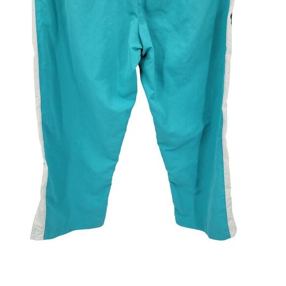 Vtg 80s Turquoise Track Pants L High Rise Drawstring Elastic Waist White Stripe - Picture 2 of 8